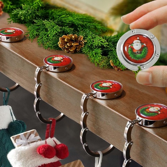 Santa Christmas Silver Purse Hanger Hook 🎄Stocking Hanger - Picture 2 of 7